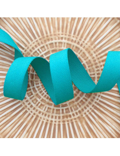Polyester band met katoenen look - Pacifisch blauw