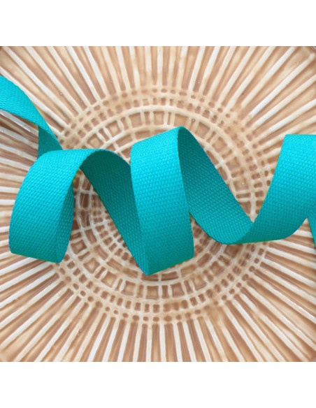 Polyester band met katoenen look - Pacifisch blauw