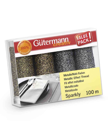 Set van 4 Gütermann Sparkly naaigaren - Goud en zilver