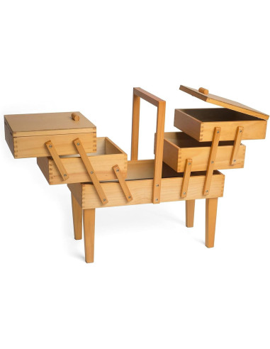 Houten werktafel op Caramel poten