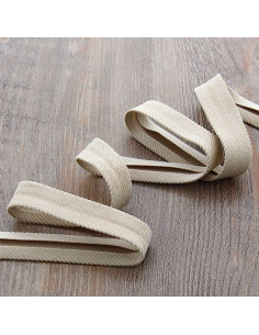 Ribfluweel biais - Beige