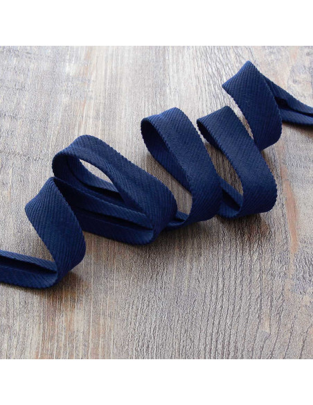 Ribfluwelen biais - Marineblauw