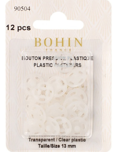 Ronde drukknopen om aan te naaien van transparant plastic 13 mm Bohin