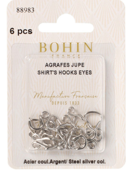 Sluitclips voor rokken zilver Bohin