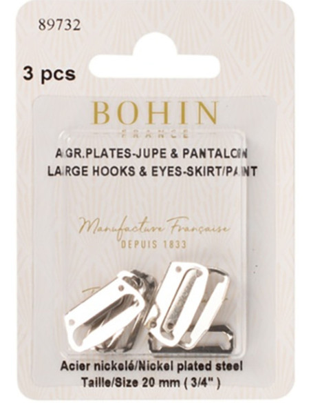Platte sluitclips voor rokken 20 mm zilver Bohin
