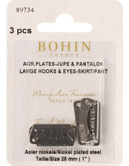 Platte sluitclips voor rokken 25 mm zilver Bohin