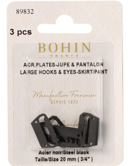 Platte sluitclips voor rokken 20 mm zwart Bohin