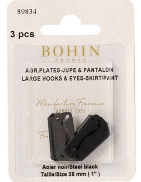 Platte sluitclips voor rokken 25 mm zwart Bohin