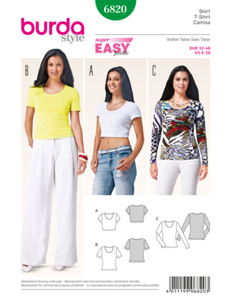 T-shirt patroon - Burda 6820