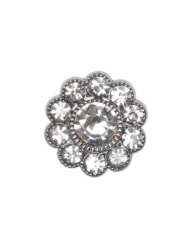 Set van 4 diamant strass knopen 17 mm - Wit