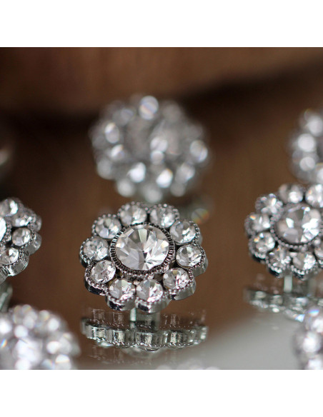 Set van 4 diamant strass knopen 17 mm - Wit