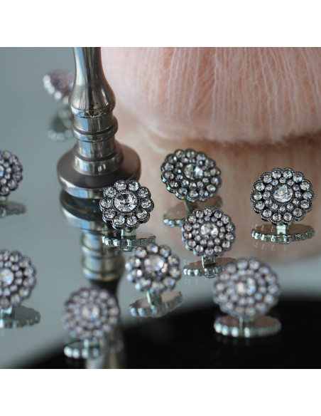 Set van 4 diamant strass knopen 17 mm - Wit