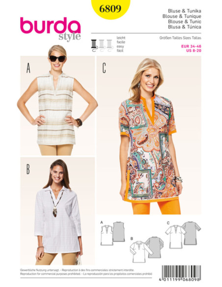 Blouse- en tuniekpatroon - Burda 6809