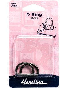 Set van 2 D-ringen - Zwart 20 mm