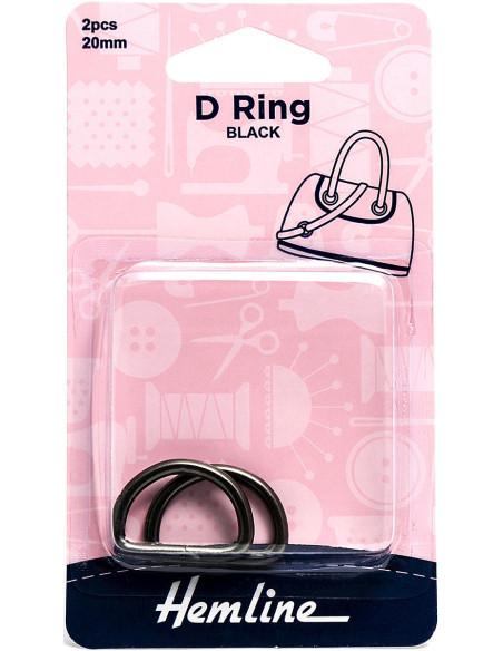 Set van 2 D-ringen - Zwart 20 mm