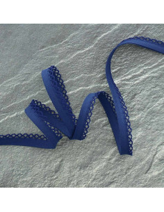 Gevouwen biaisband met stippen - Marineblauw