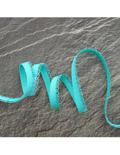 Gevouwen biaisband met stippen - Licht turquoise blauw
