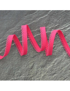 Gevouwen biaisband met stippen - Fuchsia