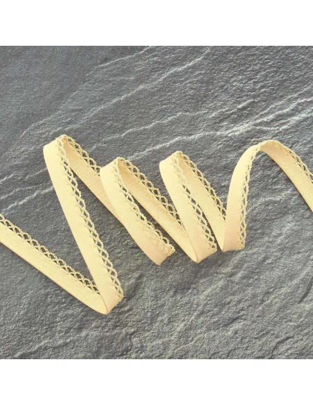 Gevouwen biaisband met picot - Beige
