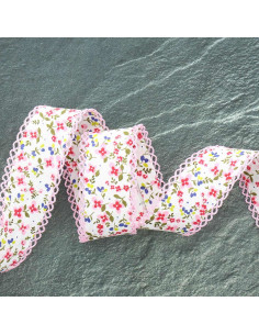 Gevouwen biais met bloemenprint - Roze