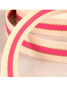 Katoenen band voor tassen - 3 strepen - Fuchsia