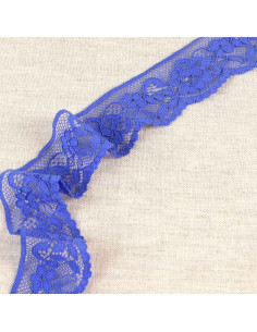 Elastisch bloemenkant - Blauw violet