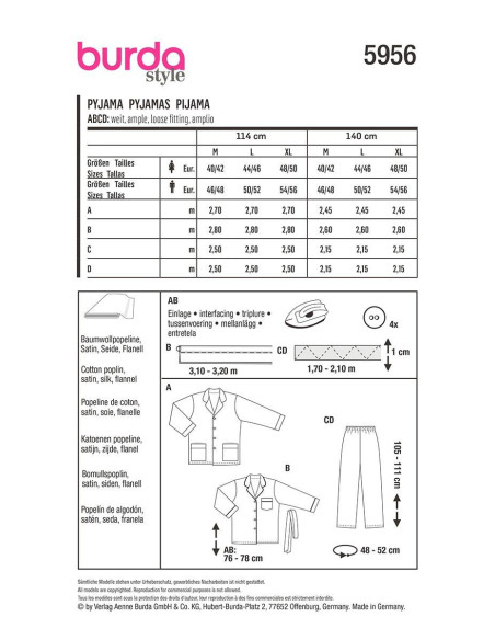 Pyjamapatroon - Burda 5956