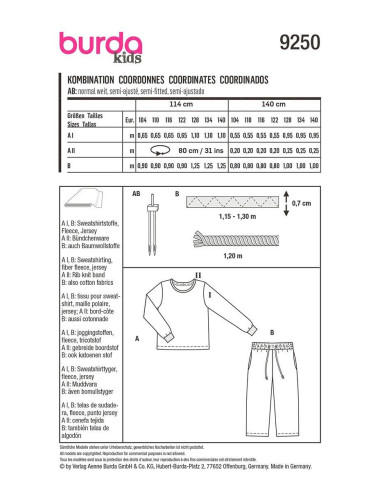 Patroon voor set - Burda 9250