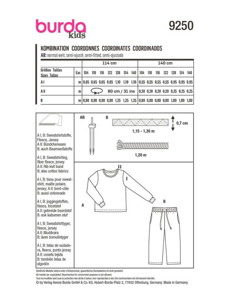 Patroon voor set - Burda 9250