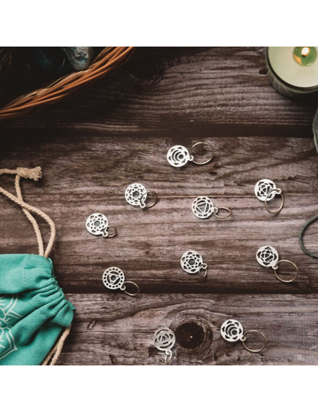 Set van zilver vergulde Chakra Mindful KnitPro stekenmarkeerders