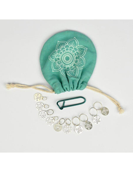 Set van zilver vergulde Chakra Mindful KnitPro stekenmarkeerders