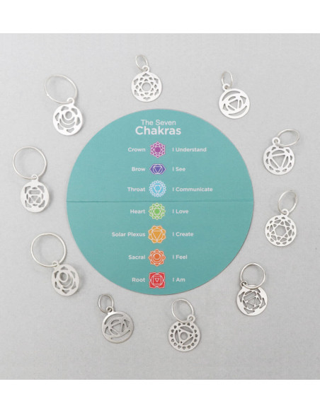 Set van zilver vergulde Chakra Mindful KnitPro stekenmarkeerders