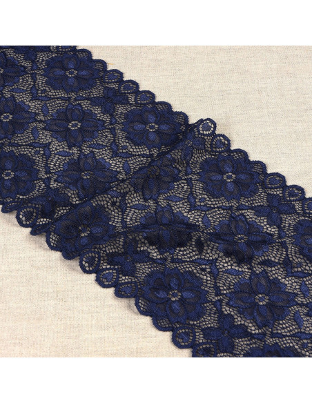 Elastisch kant bloemenpad - Marineblauw
