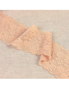 Elastisch kant met delicate bloemen - Beige