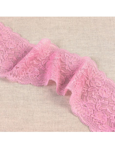 Elastisch kant met delicate bloemen - Roze