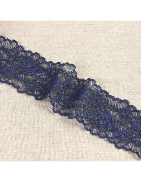 Elastisch kant bloemen en stelen - Marineblauw