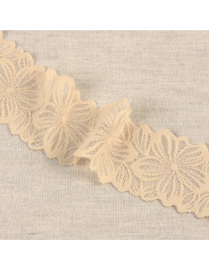 Elastisch bloemenkant - Beige