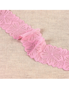 Elastisch bloemenkant - Roze