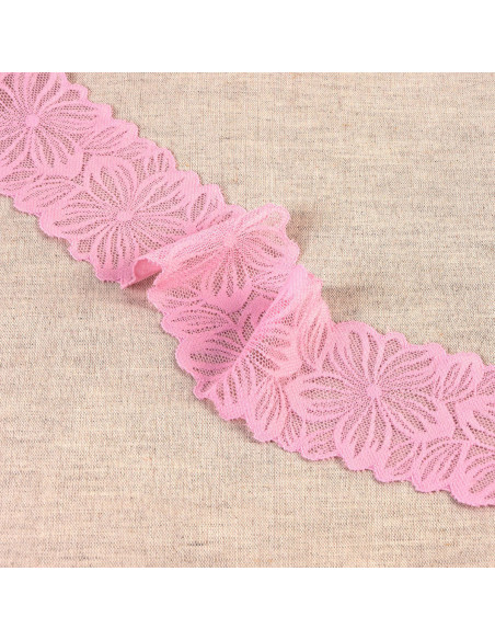 Elastisch bloemenkant - Roze