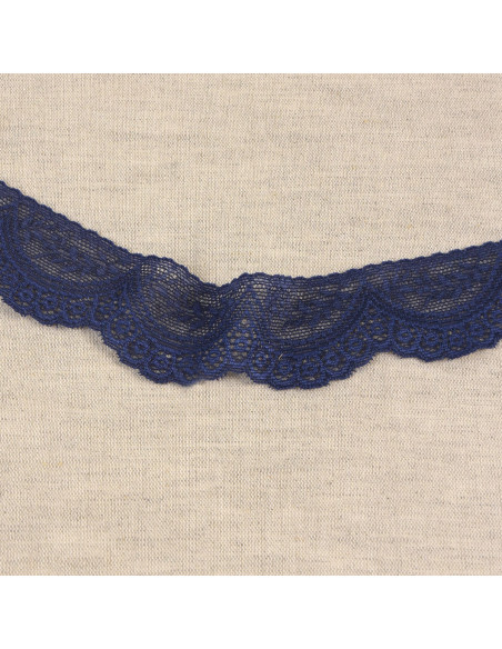 Elastisch kant met schulprand - Marineblauw