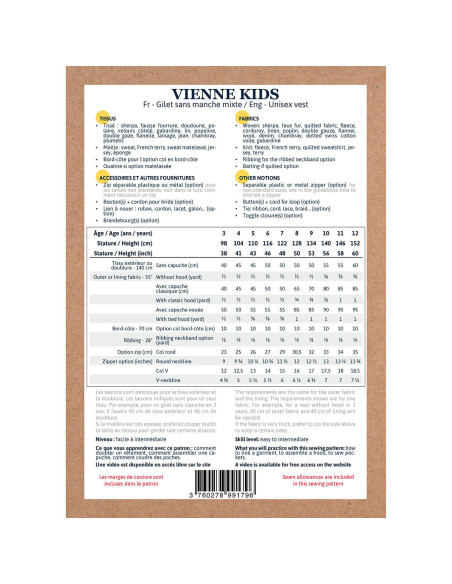 Mouwloos vest patroon uniseks Vienne kids - Ikatee