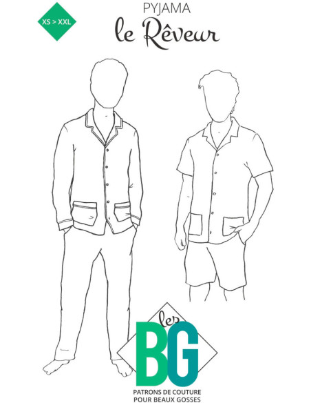 Pyjamapatroon voor heren De Dromer - Les BG
