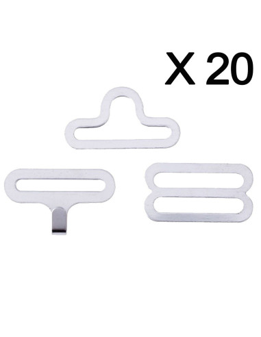 Set van 20 vlinderdas clips - Zilver