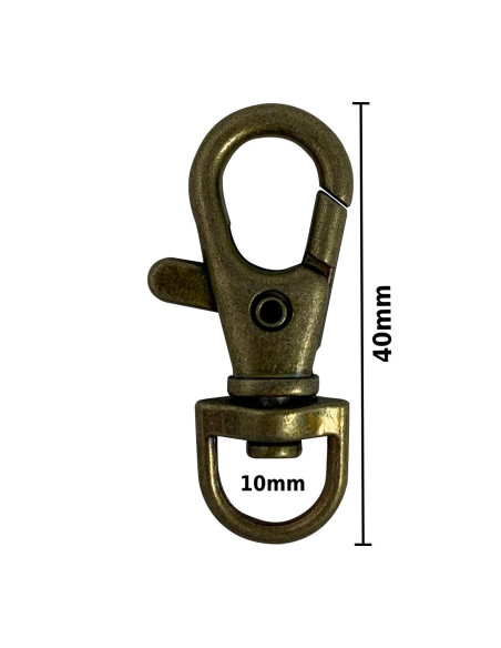Metalen musketon - Brons 40 x 10 mm