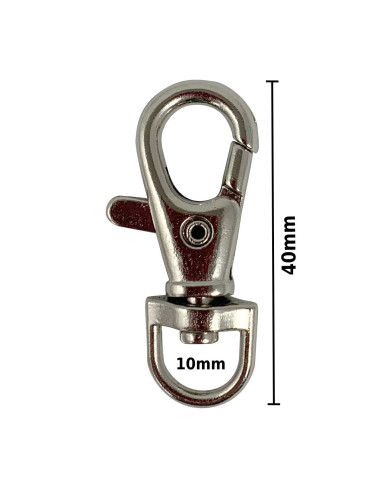 Metalen musketon - Zilver 40 x 10 mm