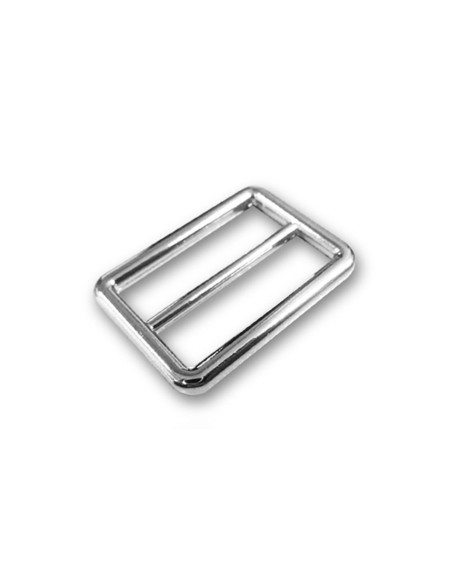 Dubbele schuifgesp met roestvrijstalen afwerking - Zilver 25 mm
