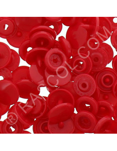 Zakje met 25 ronde KAM harsdrukknopen - Vermiljoenrood