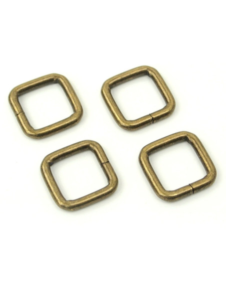 Set van 4 vierkante ringen - Brons 12,7 mm