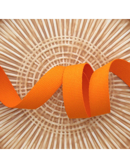 Polyester band met katoenen look - Oranje