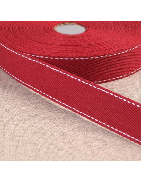 Katoenen riem met zadelsteek - Rood